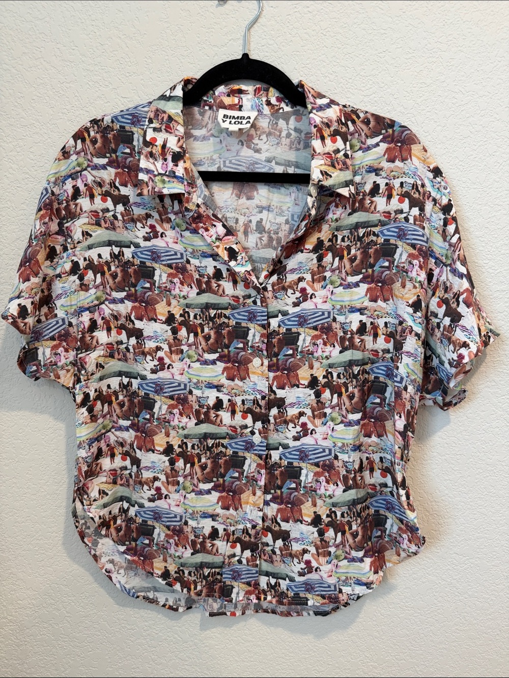 Bimba y Lola Multicolor Beach Scene Button-Down Shirt